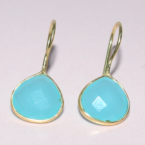 Peru Chalcedony Pear 925 Sterling Sliver Earring