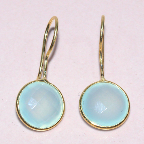 Peru Chalcedony Round 925 Sterling Sliver Earring