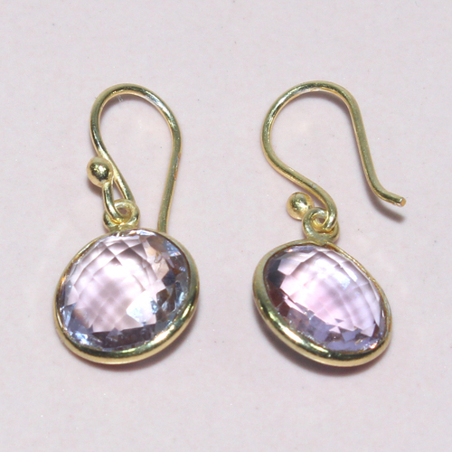 Pink Amethyst Round 925 Sterling Sliver Earing