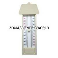 Max - Min Thermometer - Glass Material, Wooden & Plastic Fiber Base Wall Mounting, Laboratory Use, Elegant White Finish