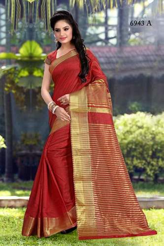 Silk Sarees - Banarasi Silk, 5.5 Meters, Red | Gold Zari Butaa Work, Blouse Piece, Elegant Design