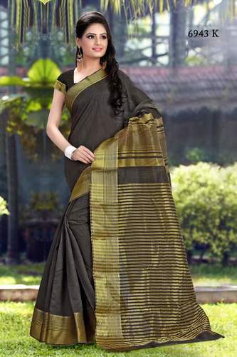 Silk Sarees - 5.5 Meters Silk, Black | Gold Zari Butaa Work, Elegant Design, Comfortable Party Wear