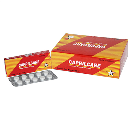 White Caprilcare (Captopril) Tablets 25 Mg