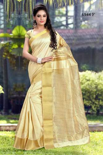 Silk Sarees - 5.5 Meters Off-White Silk, Gold Zari Butaa Work | Luxurious Silk, Elegant Design, Soft Texture