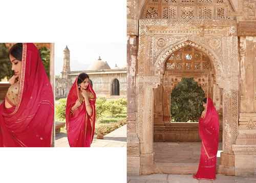 Pink Georgette Bridal Saree