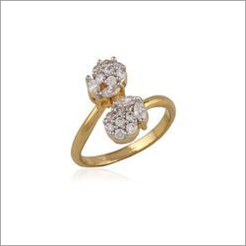 Gold Floral American Diamond Finger Ring