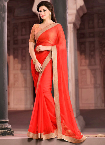 Red Trandy Georgette Saree