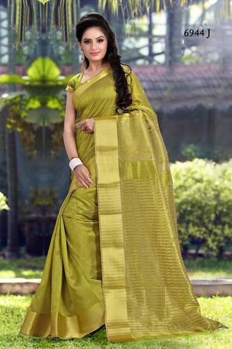 Silk Sarees - Banarasi Silk, 5.5 Meters, Olive Green | Gold Zari Butaa Work, Blouse Piece, Elegant Design, Soft Texture