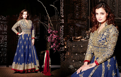 Dia Mirza Blue Georgette Anarkali Suit
