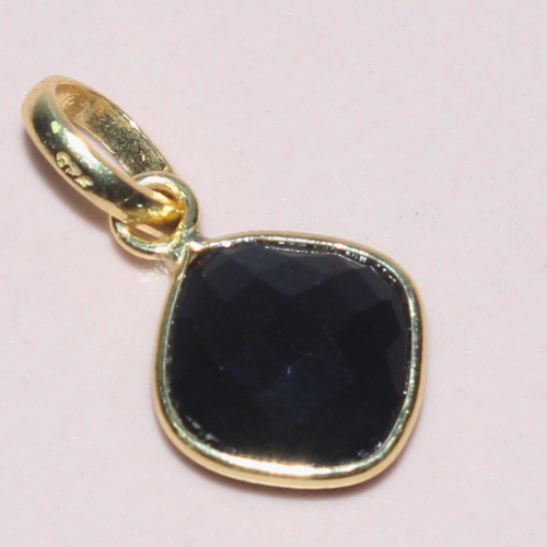 Black Onyx Cushion 925 Sterling Sliver Pendant