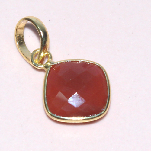 Carnelian Cushion 925 Sterling Silver Pendant - 10-15mm Red Carnelian, Elegant Design