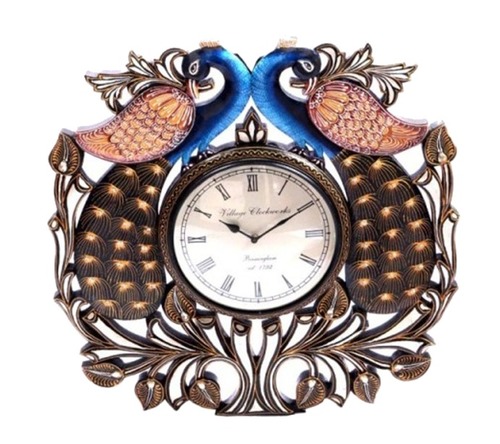 Double Peacock Wall Clock