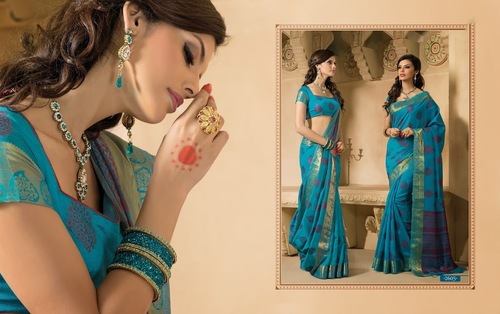 Sky Blue Kanchipuram Silk Saree