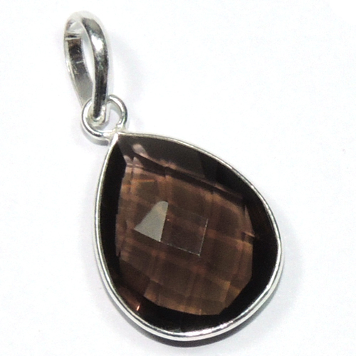 धुएँ के रंग का क्वार्ट्ज नाशपाती 925 स्टर्लिंग सिल्वर लटकन