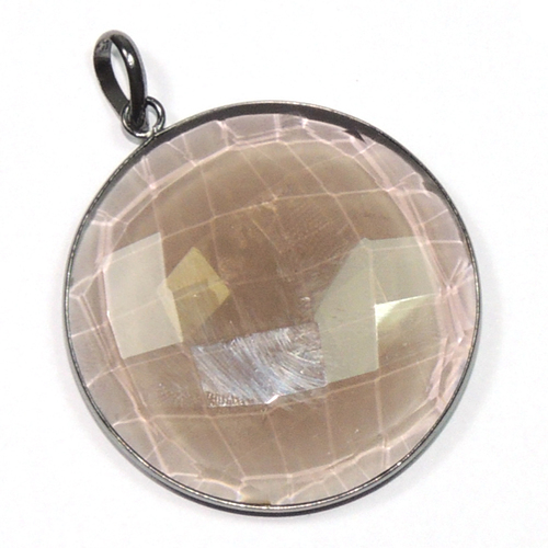 Smoky Quartz Round 925 Sterling Silver Pendant - Brown, Elegant Design, Unique Style