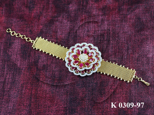 KADA - Gold-Plated 6-8 Inches Golden, Diamond Accents, Lobster Clasp, Elegant Party Wear