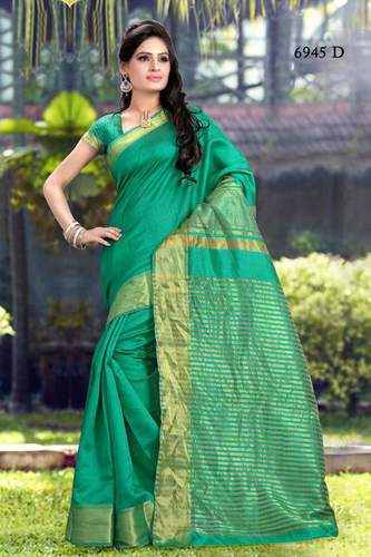 Silk Saree - Pure Silk 5.5 Meters Green, Gold Zari Butaa Work, Banarasi Weave, Luxurious Drape
