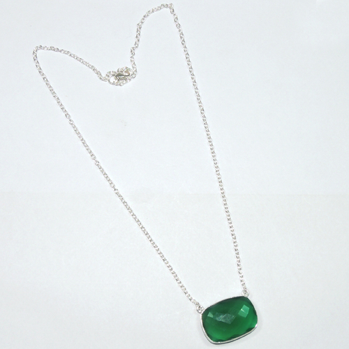 Green Onyx 925 Sterling Silver Necklace