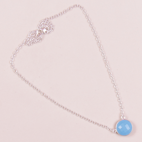 Blue Chalcedony 925 Sterling Sliver Necklace