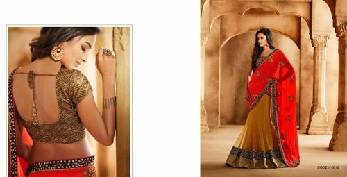 Red & Gold Georgette On Net Lehenga Saree