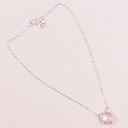 Rose Quartz 925 Sterling Silver Necklace Jewelry