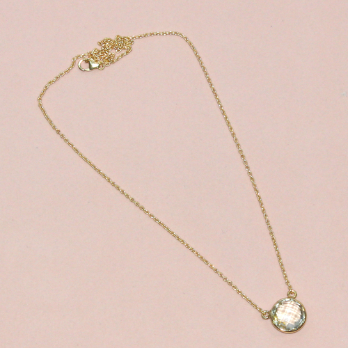 Crystal Round 925 Sterling Silver Necklace - 16-18 Inch Chain, White, Crystal Accent, Elegant Design