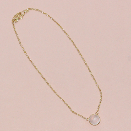 Rose Quartz Round 925 Sterling Sliver Necklace