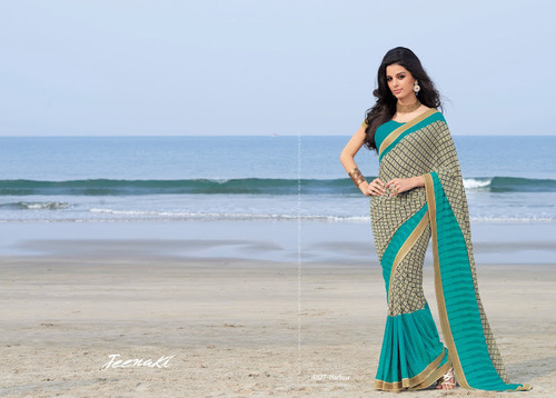 Beige Georgette Designer Saree