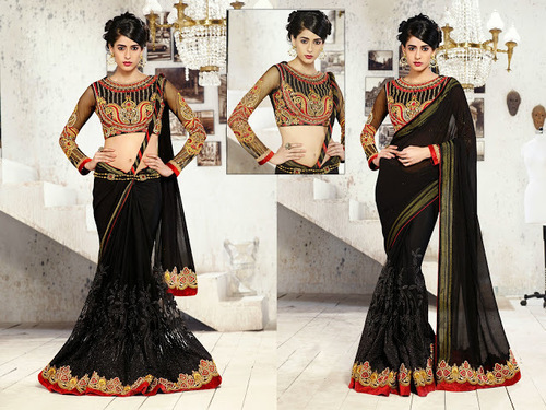 Latest Black Georgette Saree