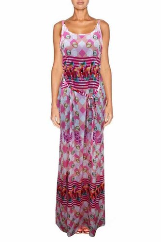 Digital Printed Dress - Silk, Maxi, Purple | Stylish Design, Comfortable Fit, Sleeveless, Elegant Look, Summer Wear