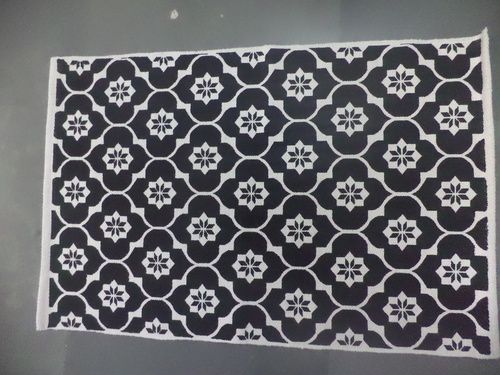 White & Black Designer Printed Pyrayer/Nmaz Durries 