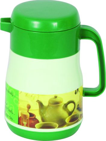 Cafe Insulated Flask 500 ml - Plastic, 12cm Diameter x 20cm Height, Green | Keeps Drinks Hot and Cold, Lightweight, Easy to Clean