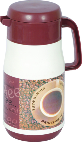 Cafe Insulated Flask 1500 ml - Plastic, 1500ml, Burgundy, Screw Lid | Keeps Drinks Hot, Durable, Easy to Clean