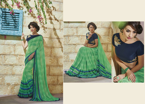 Sea Green Saree Georgettes