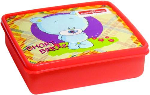 Short Break Lunch Packing Cont. - Plastic, 8x8x5cm, 510ml, Red | Leakproof, Portable, Lightweight, Microwave-Safe, Child-Friendly