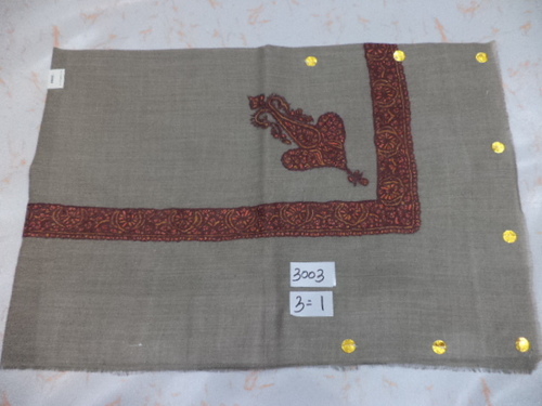 Merino Wool Arabic Men Scarf - 56"x56", 58"x58", 60"x60" , Grey Color with Embroidered Design for Winter