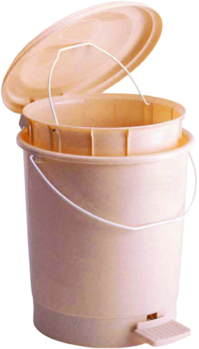 Garbage Bucket Round Mini Assembled Ceramics - Plastic, 10x10x12 Inches, Beige, 2L Capacity | Foot Pedal, Hinged Lid, Removable Inner, Lightweight
