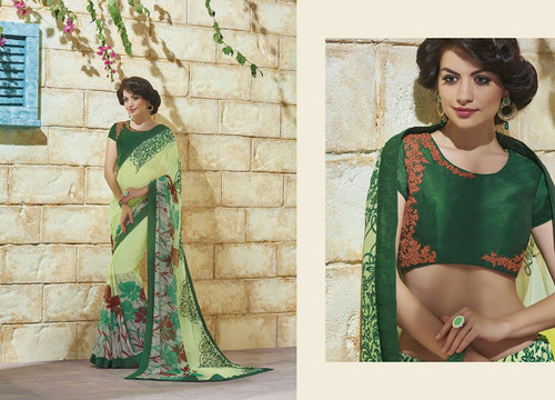 Georgette Saree Sea Green