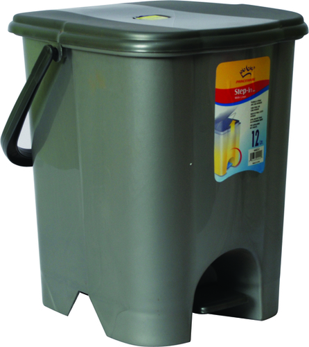 Garbage Bucket Square Big With Inner - Plastic, 12 Liters, Gray | Durable, Easy to Clean, Side Handle, Stable Footrest Base
