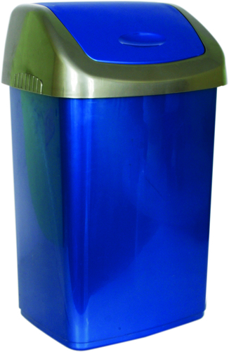Garbage Container K C 9 ltrs - Plastic, 9 Liters, Blue | Lidded Swing Lid, Durable, Easy Cleaning