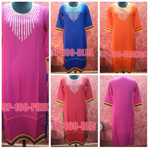 Hand Embroidered Rayon Kurti