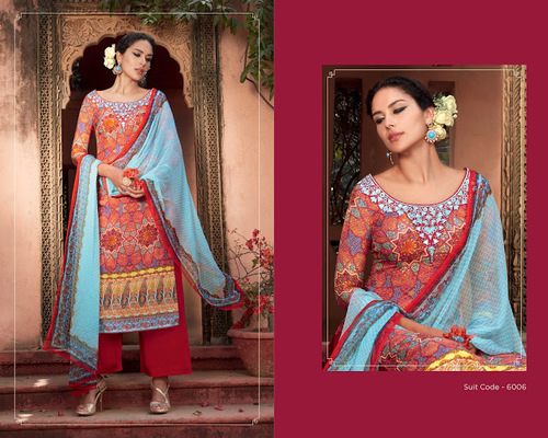 Rust Cotton Palazzo Churidar Suit