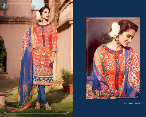 Orange Cotton Churidar Suit