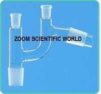 Claisen Head Sloping With 2 X B-14 Sockets - Glass Material, Cone Sizes: B-14, B-19, B-24, B-34, Transparent Color | Laboratory Usage