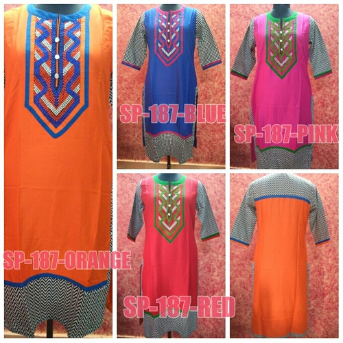 Rayon Embroidered Ladies Kurti