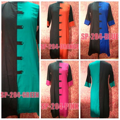 Rayon Kurti For Women - Rayon, Knee-Length, Black | Lightweight Fabric, Stylish Design, Comfortable Fit, Daily Wear