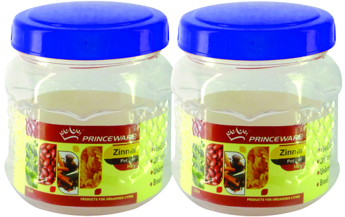 Zinnia Pet Jar 1500 ml x 2 - Plastic, 1500ml, Blue | Airtight Seal, Stackable, Microwave Safe