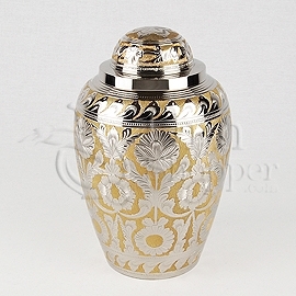 Dynasty Silver-Gold Brass Metal Cremation Urn