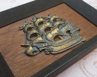Attractive Design Pirate Ship, 1960s, Vintage Brass Wall Decor