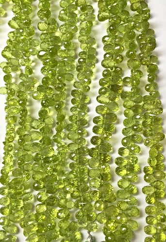 Faceted Peridot Teardrop Beads